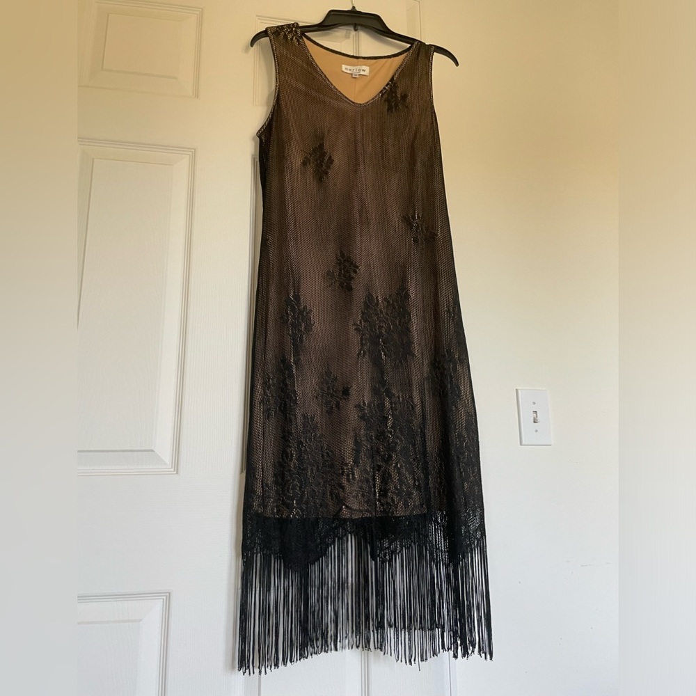 Black lace evening dress